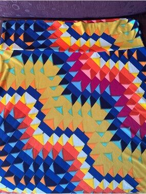 LuLaRoe Multicolor Geometric Print Azure Skirt NWOT - Yellow, Blue, Pink, Orange